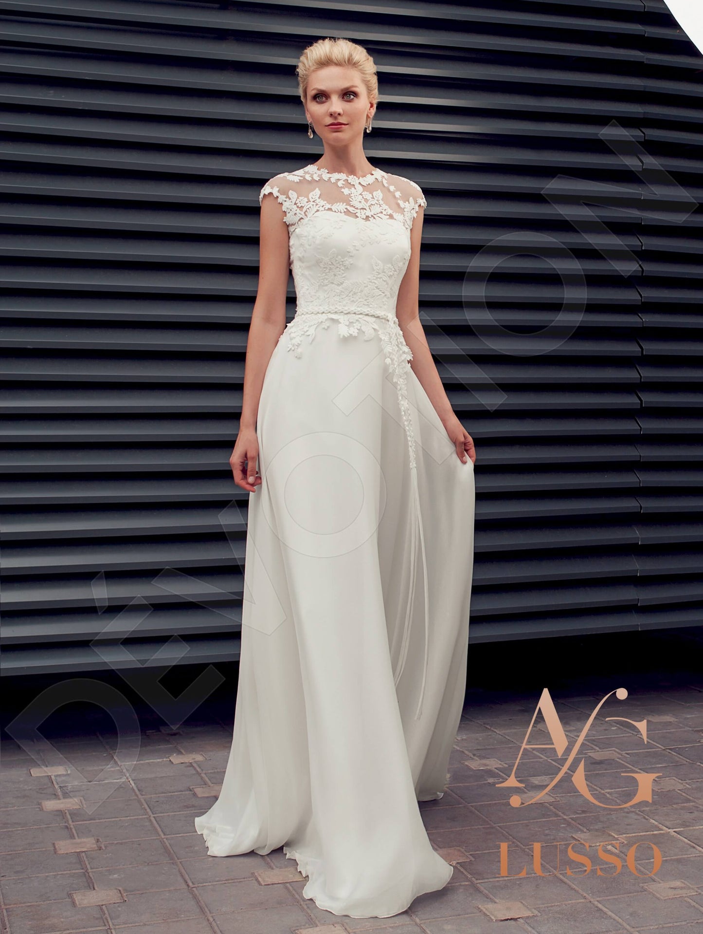 Danela Lace up back A-line Sleeveless Wedding Dress 5