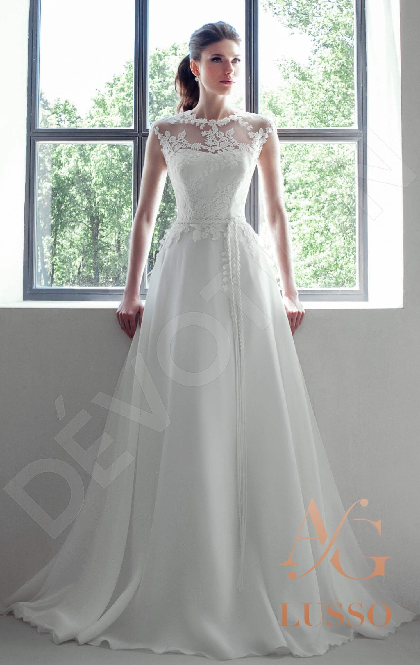 Danela Lace up back A-line Sleeveless Wedding Dress Front