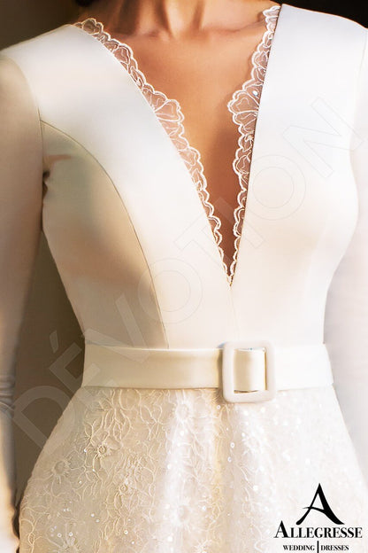 Osina Illusion back Princess/Ball Gown Long sleeve Wedding Dress 4