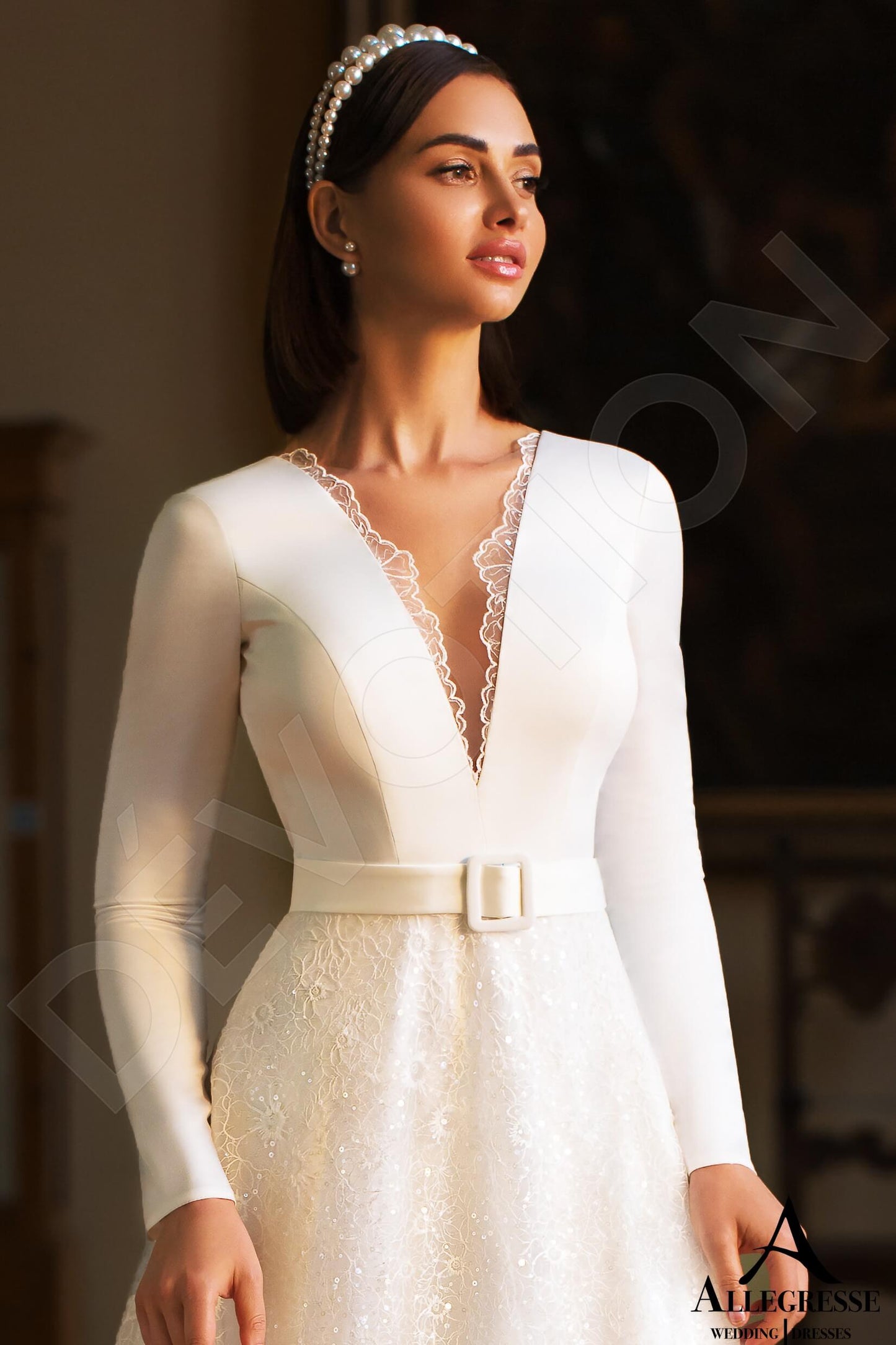 Osina Illusion back Princess/Ball Gown Long sleeve Wedding Dress 8