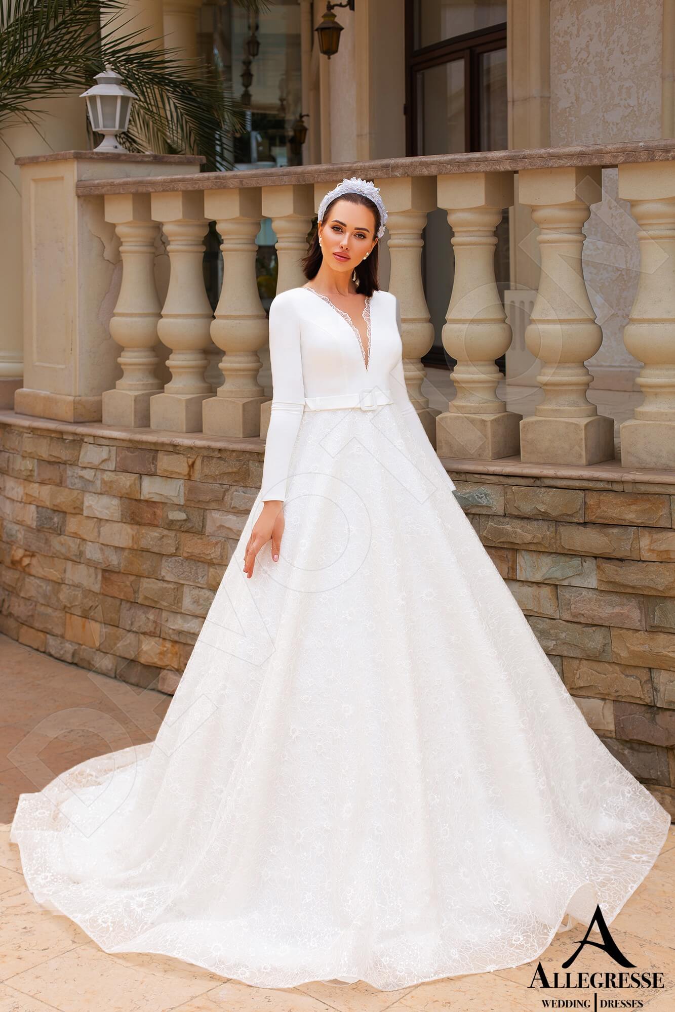 Osina Illusion back Princess/Ball Gown Long sleeve Wedding Dress 6