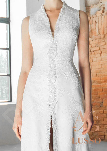 Hermie Full back Sheath/Column Sleeveless Wedding Dress 8