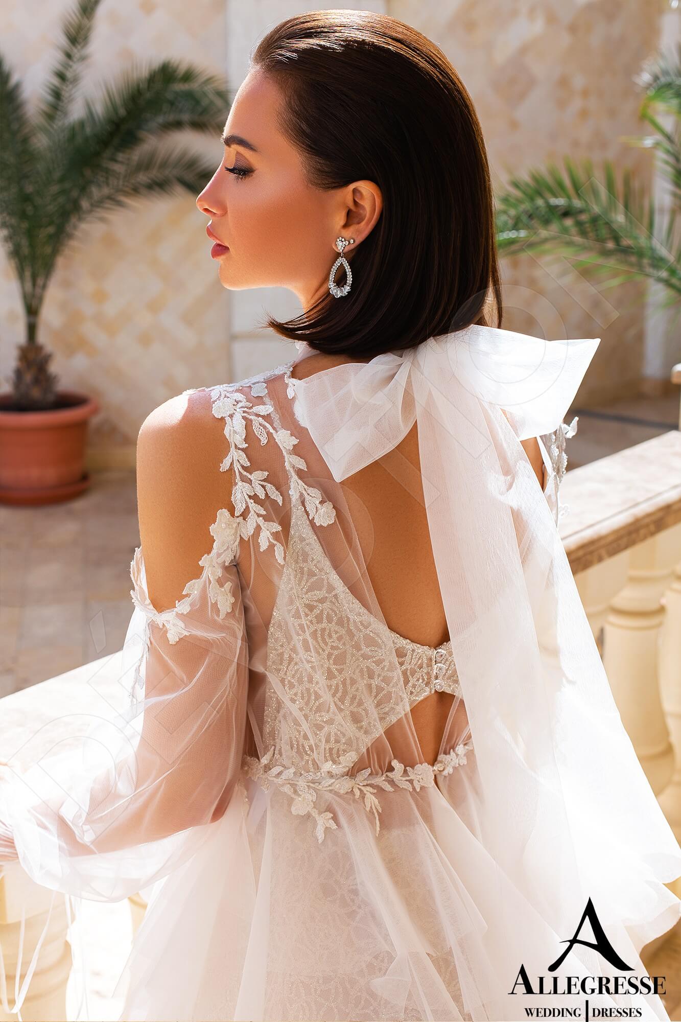 Tymea A-line V-neck Milk Nude Wedding dress
