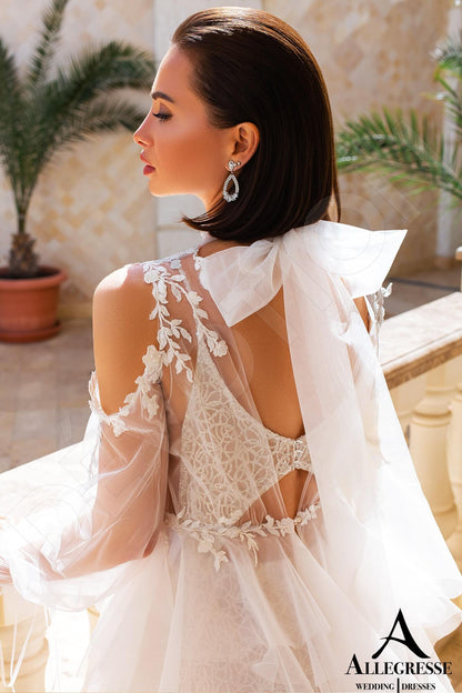Tymea Open back A-line Straps Wedding Dress 5
