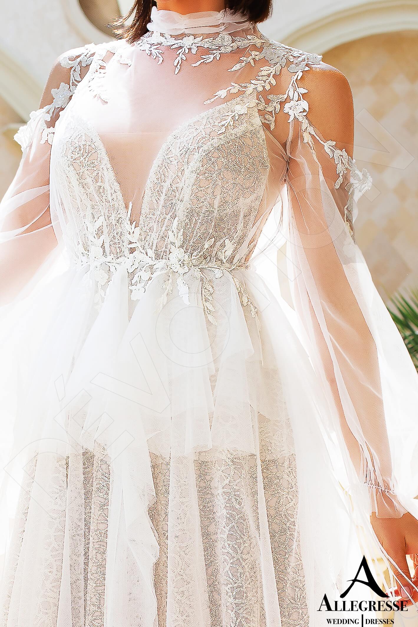 Tymea A-line V-neck Milk Nude Wedding dress