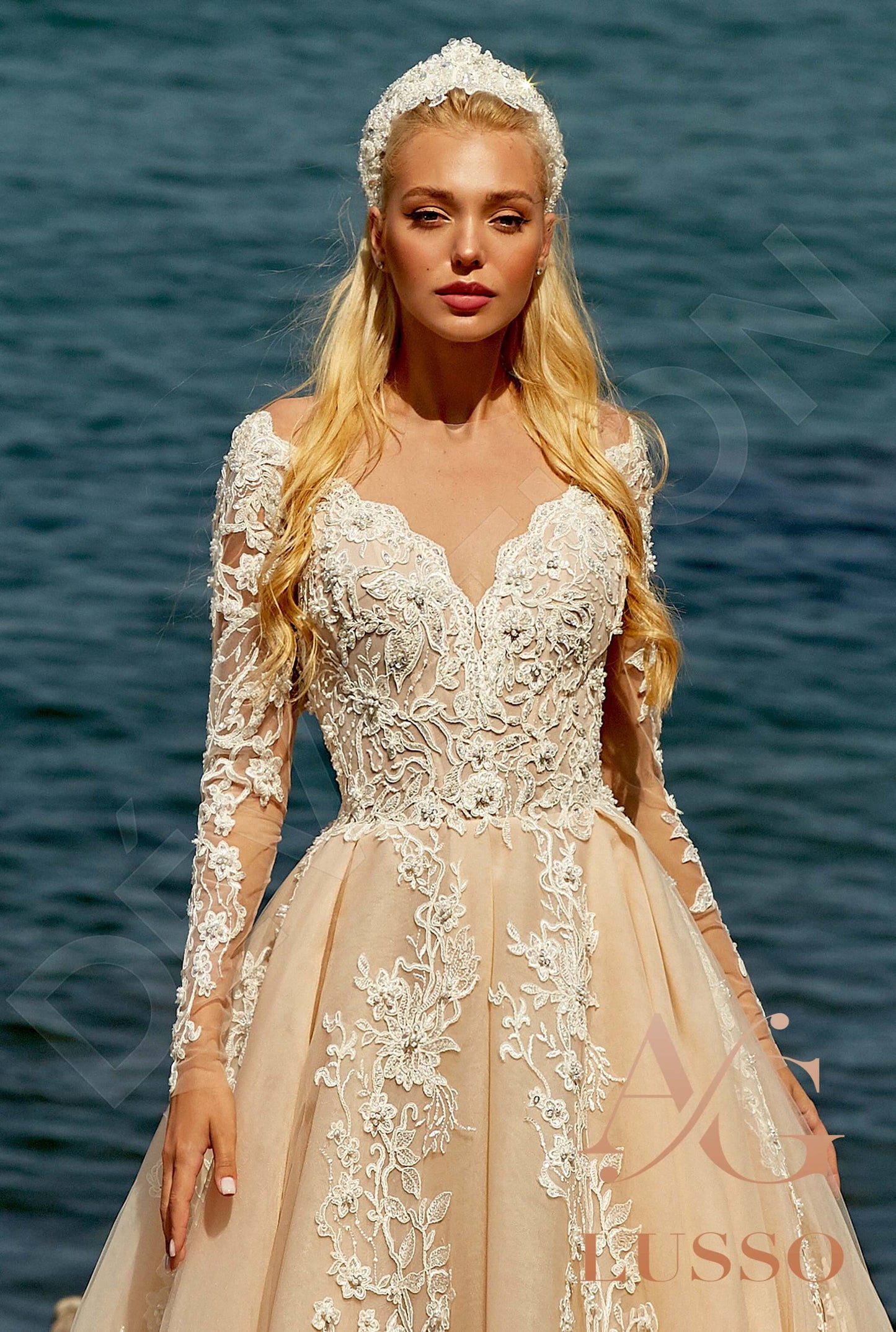 Veronica Illusion back A-line Long sleeve Wedding Dress 5