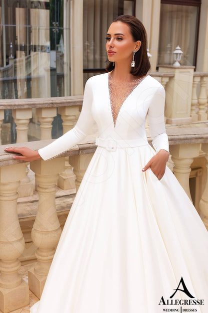 Volettina Illusion back Princess/Ball Gown Long sleeve Wedding Dress 2