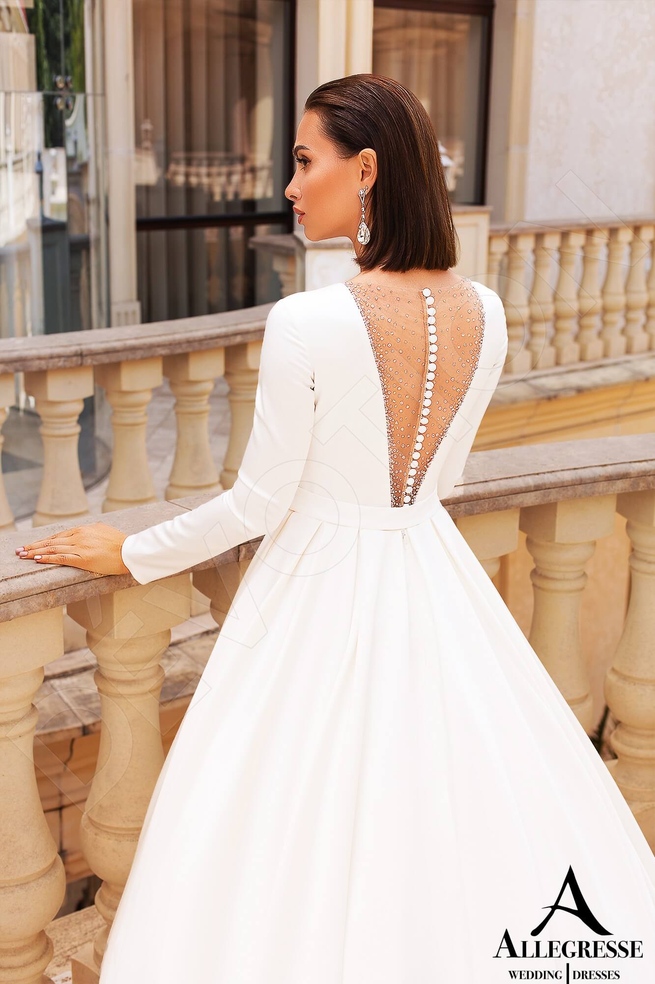Volettina Illusion back Princess/Ball Gown Long sleeve Wedding Dress 3