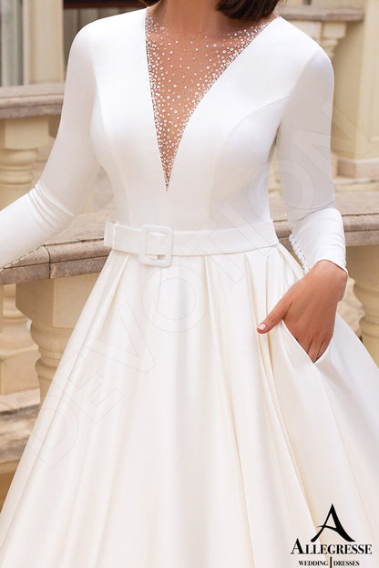 Volettina Illusion back Princess/Ball Gown Long sleeve Wedding Dress 6