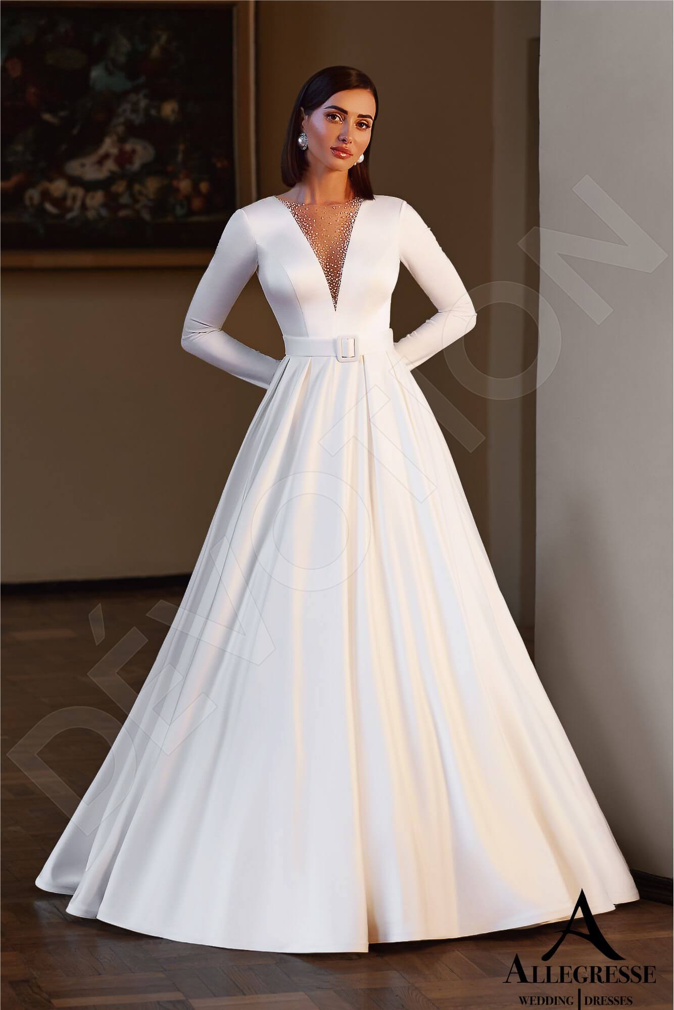 Volettina Illusion back Princess/Ball Gown Long sleeve Wedding Dress 8