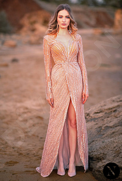 Marinellia Open back A-line Long sleeve Wedding Dress Front