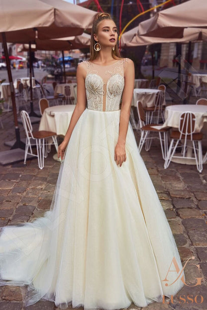 Adelfine Full back A-line Short/ Cap sleeve Wedding Dress Front