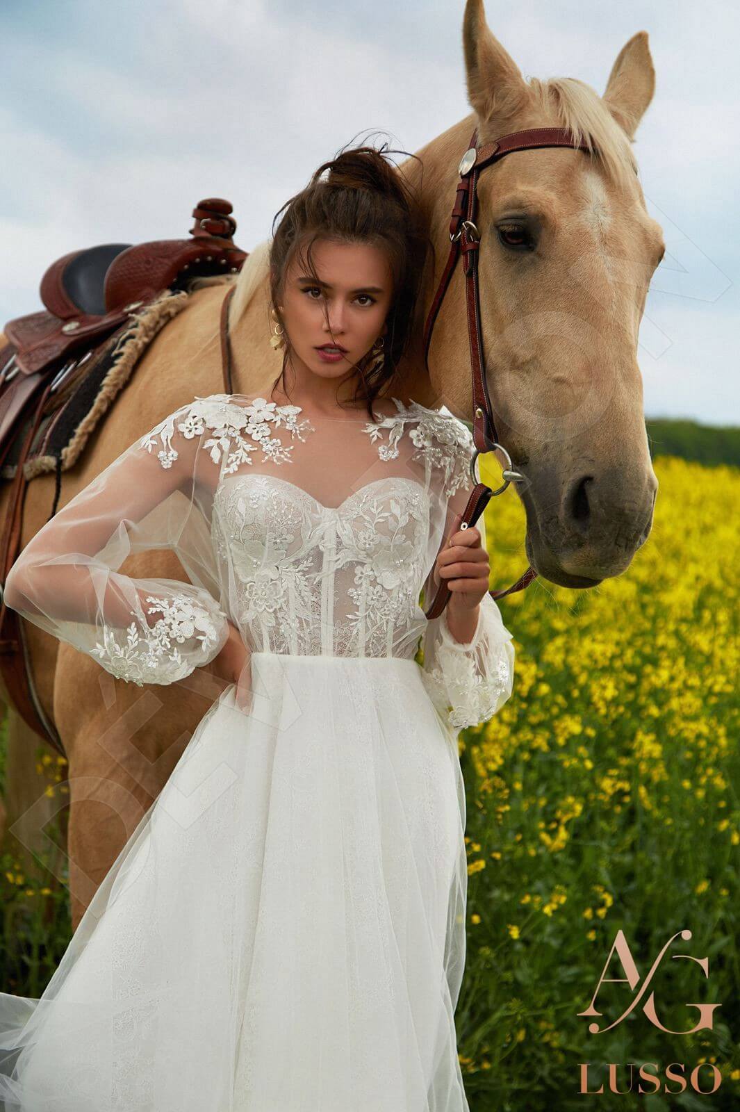 Aganea Open back A-line Long sleeve Wedding Dress 2