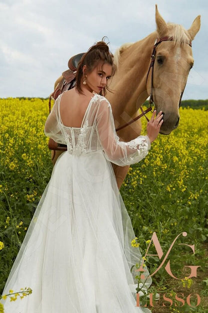 Aganea Open back A-line Long sleeve Wedding Dress 3