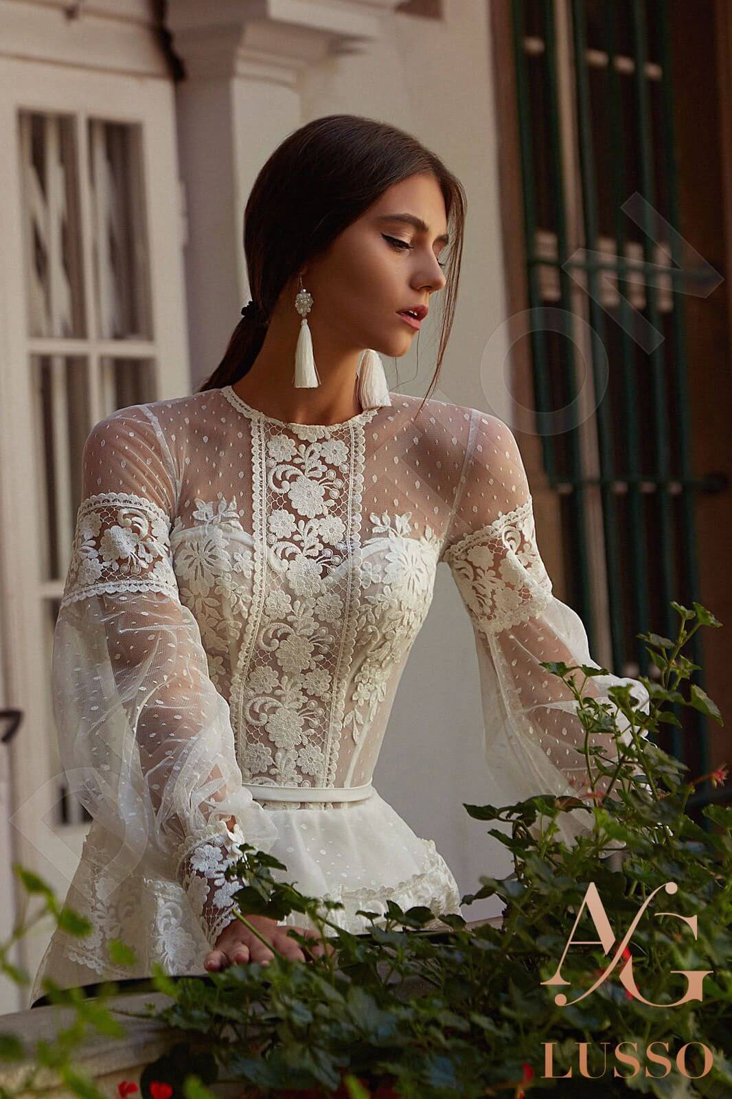 Alsena Full back A-line Long sleeve Wedding Dress 2