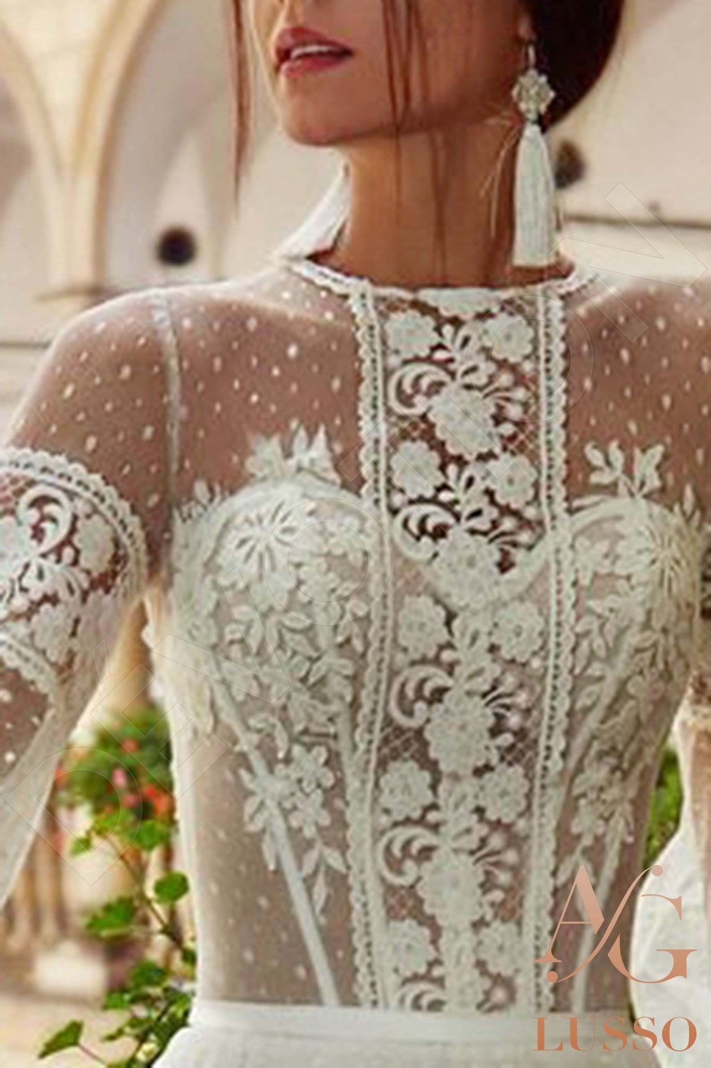 Alsena Full back A-line Long sleeve Wedding Dress 4