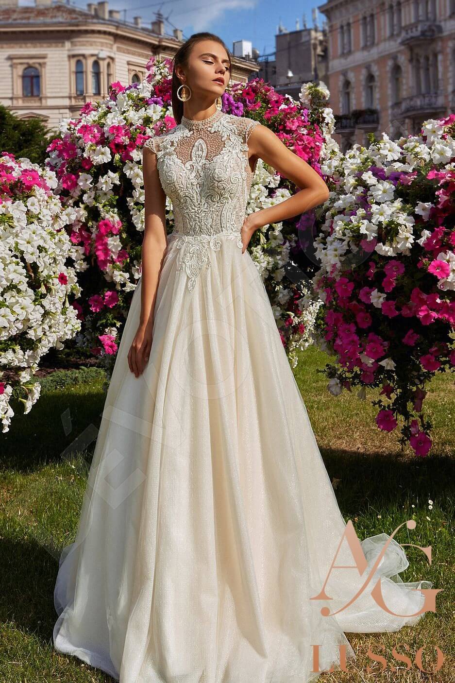 Florentina Open back A-line Sleeveless Wedding Dress Front