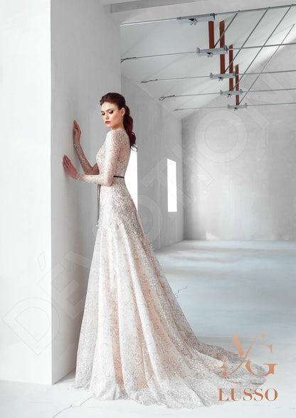 Nilly Full back A-line Long sleeve Wedding Dress Back
