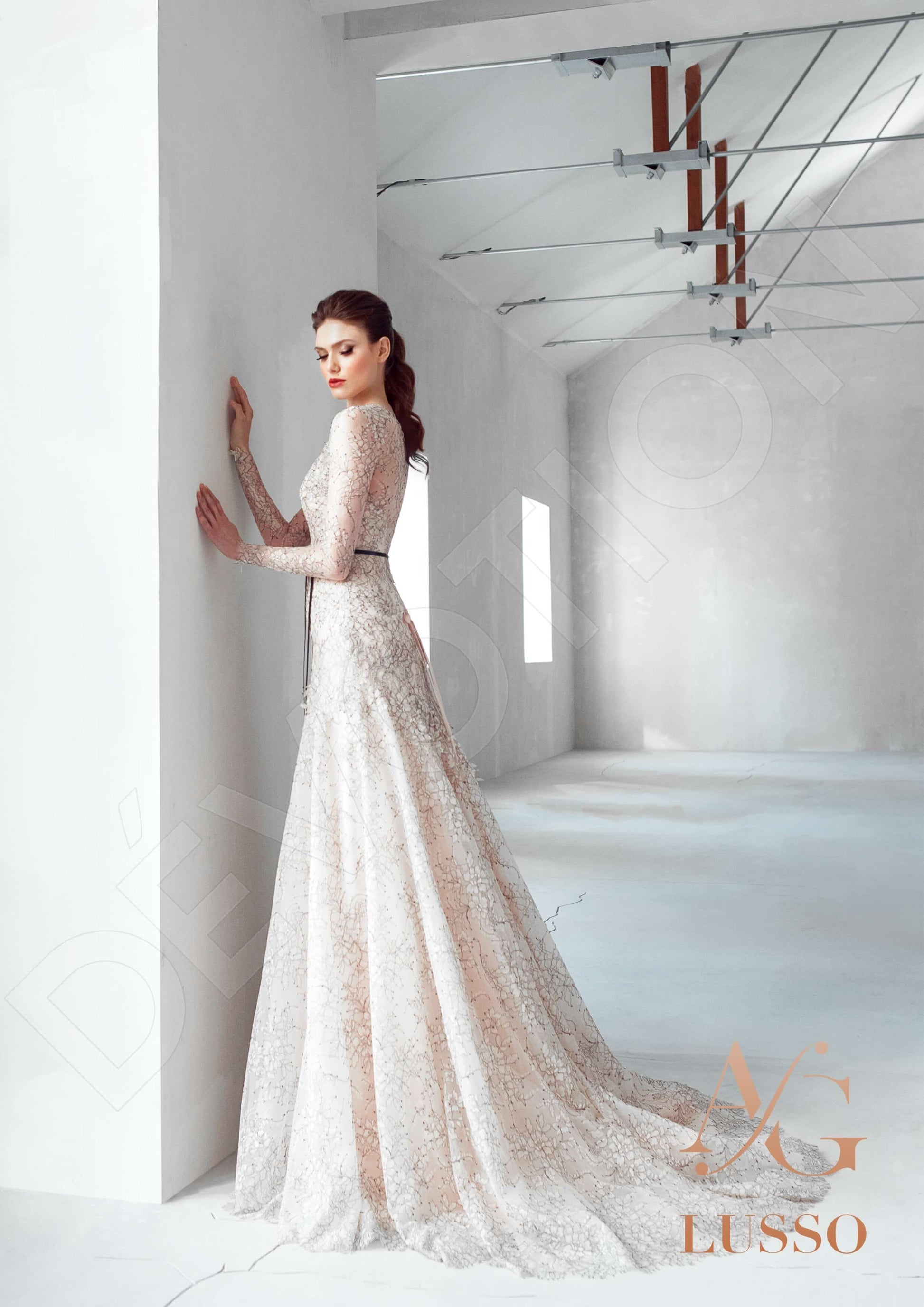 Nilly A-line Jewel Champagne Black Wedding dress