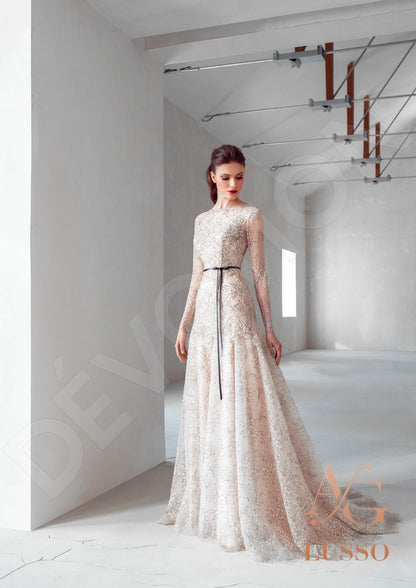 Nilly Full back A-line Long sleeve Wedding Dress 7