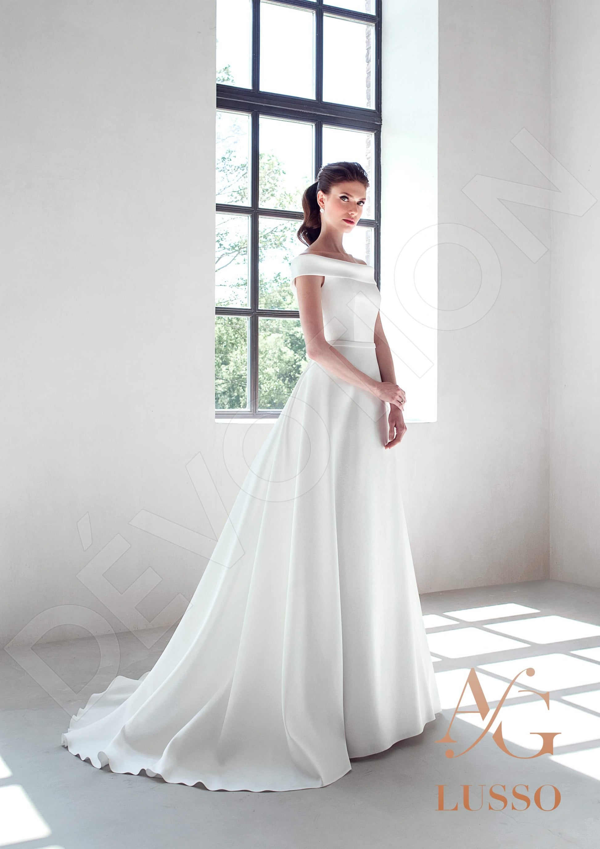 Polini A-line Off-shoulder/Drop shoulders Lightivory Wedding dress
