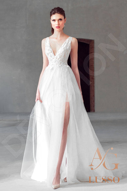 Selenia Open back A-line Sleeveless Wedding Dress Front