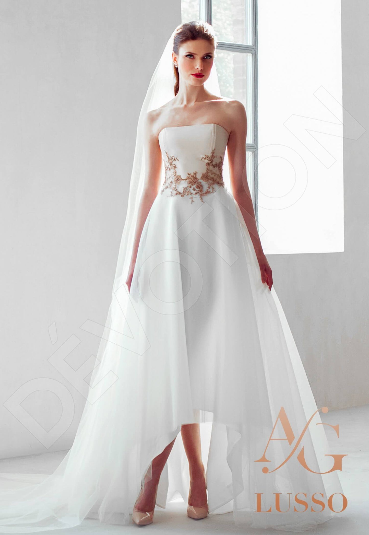 Salmar Open back A-line Strapless Wedding Dress Front