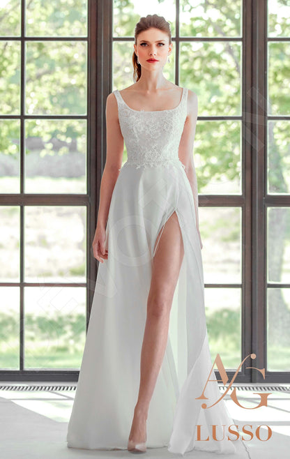 Synthy Open back A-line Sleeveless Wedding Dress Front