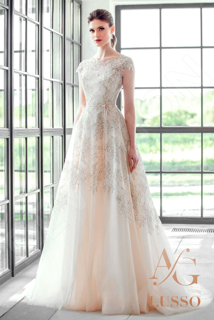 Stormia luxury Open back A-line Sleeveless Wedding Dress Front