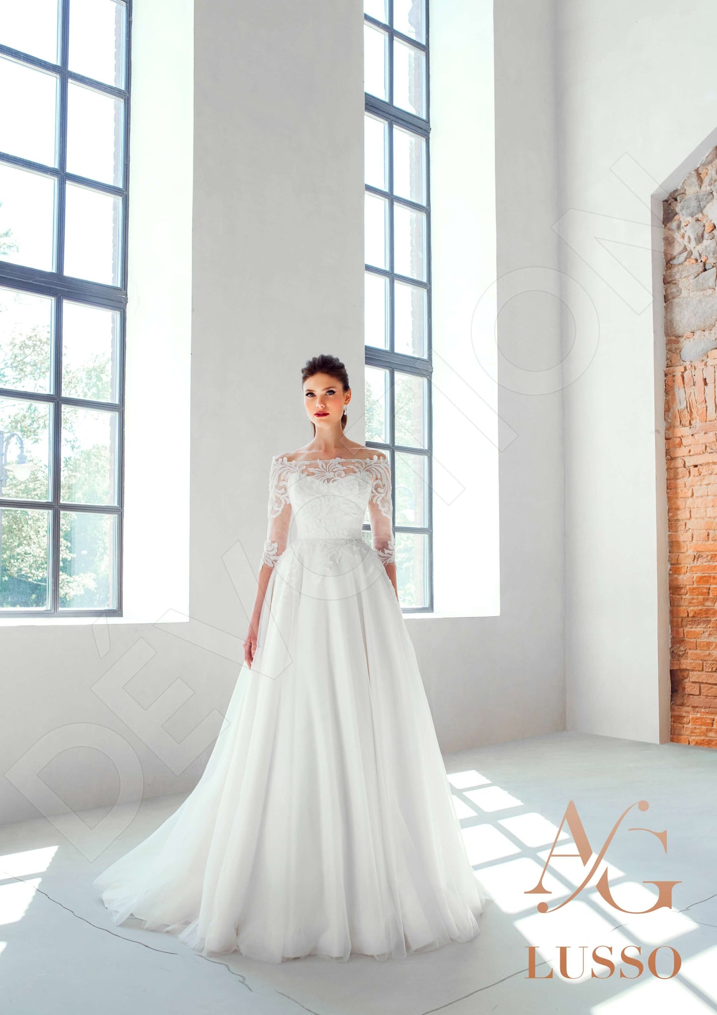 Sandina Full back A-line 3/4 sleeve Wedding Dress 5