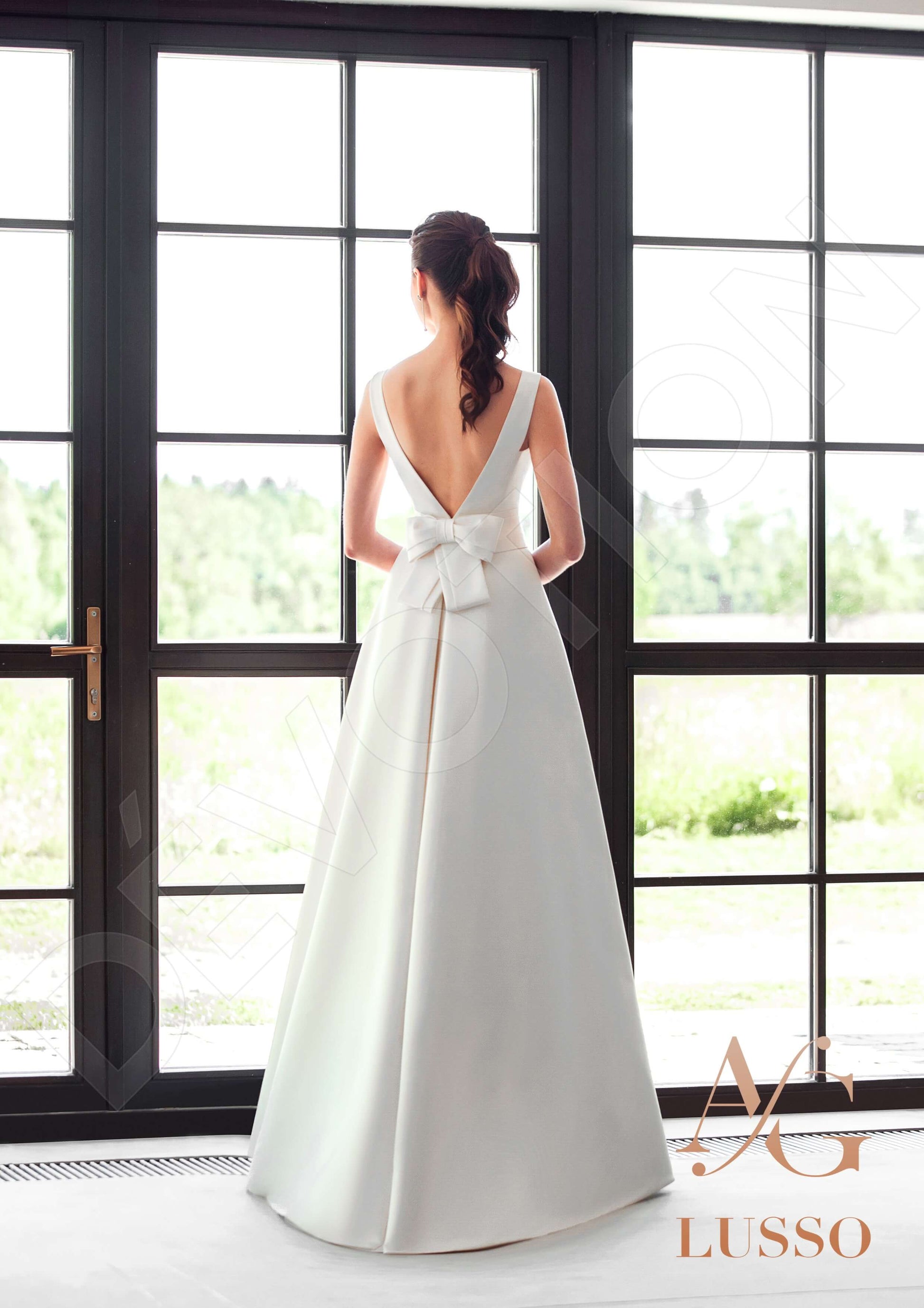 Dinisia A-line V-neck Darkivory Wedding dress