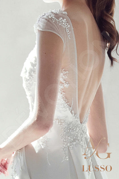 Samie Open back A-line Short/ Cap sleeve Wedding Dress 5