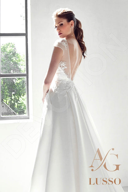 Samie Open back A-line Short/ Cap sleeve Wedding Dress 3