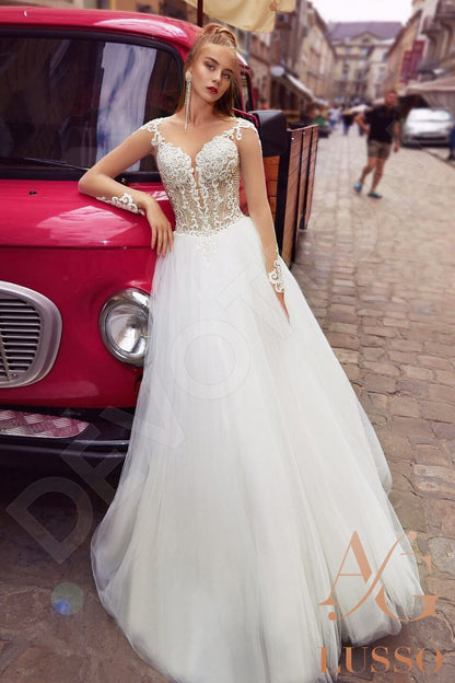 Korneliya Full back A-line Long sleeve Wedding Dress 8
