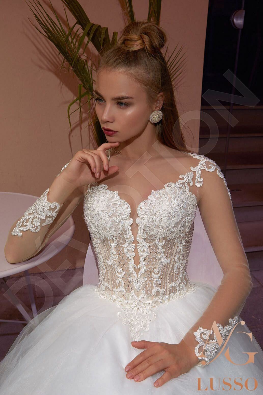Korneliya Full back A-line Long sleeve Wedding Dress 9