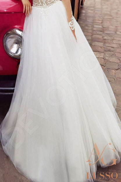 Korneliya Full back A-line Long sleeve Wedding Dress 12