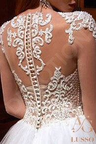 Korneliya Full back A-line Long sleeve Wedding Dress 15