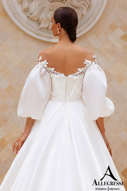 Marlenika Open back A-line 3/4 sleeve Wedding Dress 3