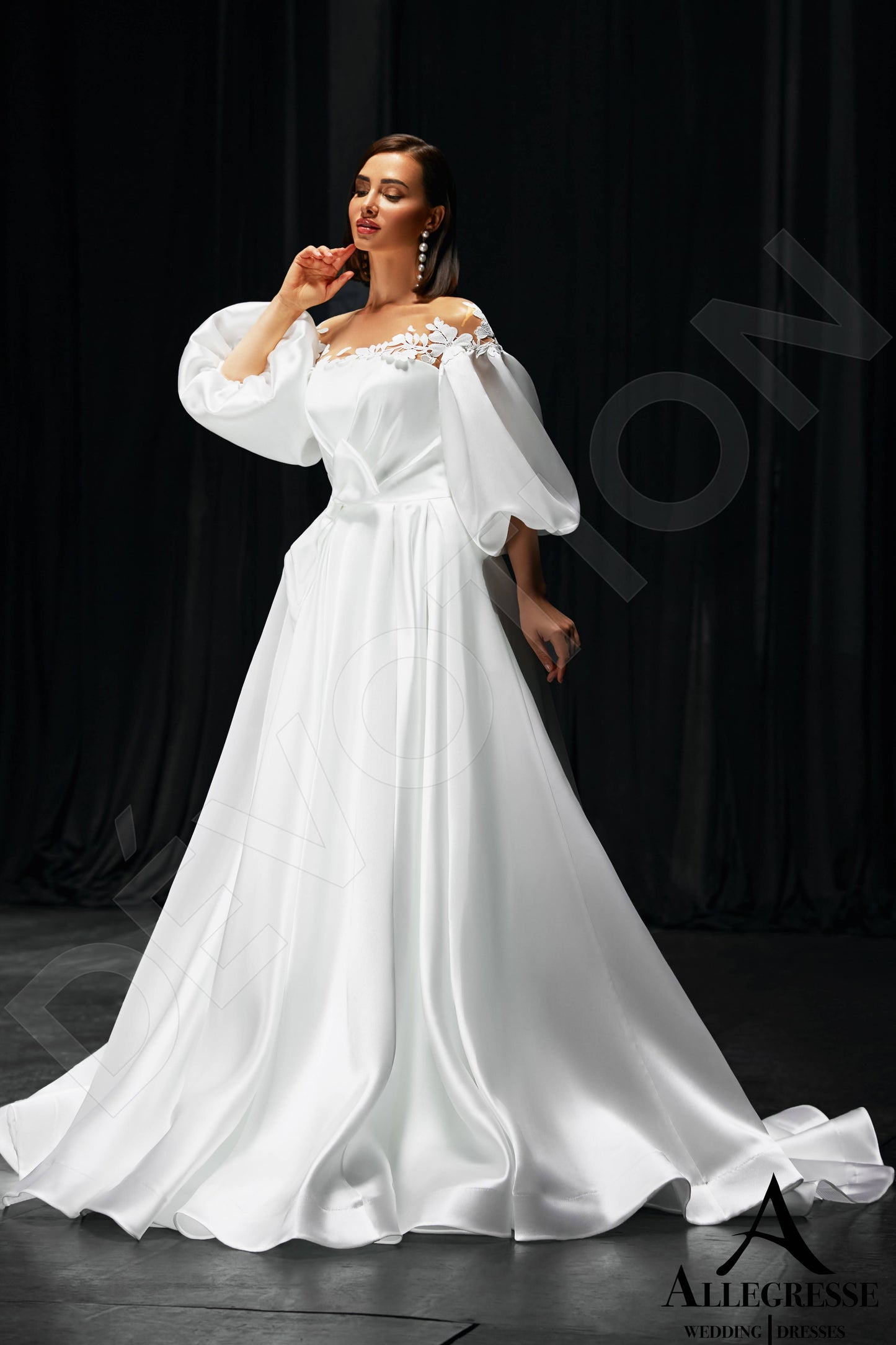 Marlenika Open back A-line 3/4 sleeve Wedding Dress 4