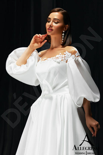 Marlenika Open back A-line 3/4 sleeve Wedding Dress 5