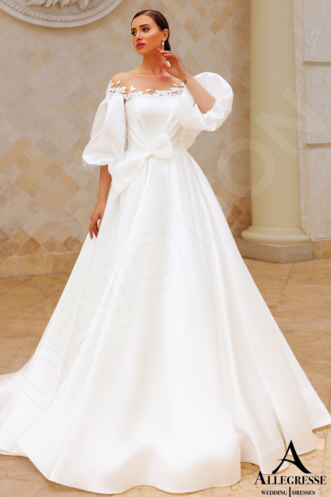Marlenika Open back A-line 3/4 sleeve Wedding Dress 9