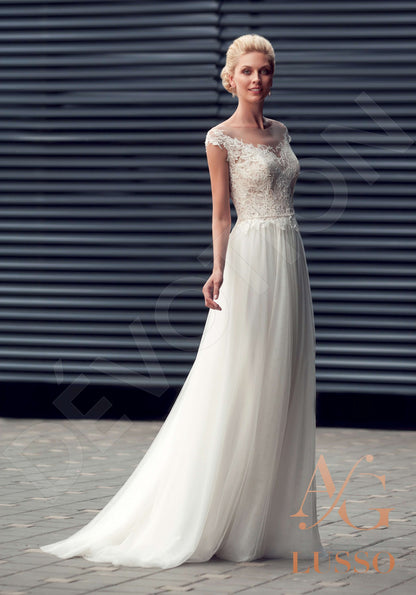 Vergaria Illusion back A-line Short/ Cap sleeve Wedding Dress 3