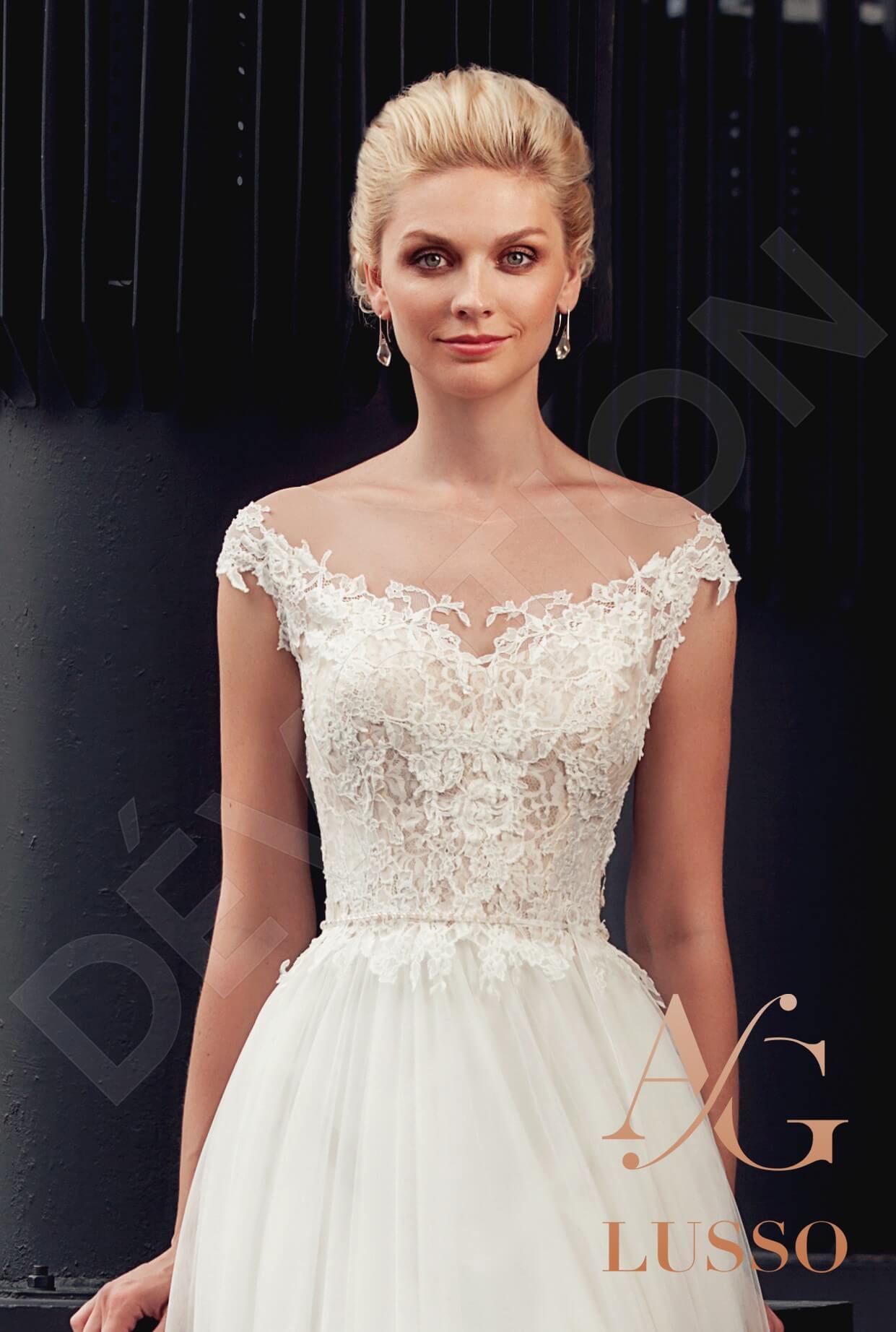 Vergaria Illusion back A-line Short/ Cap sleeve Wedding Dress 2