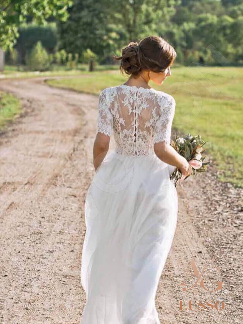 Minala Open back A-line Strapless Wedding Dress Back