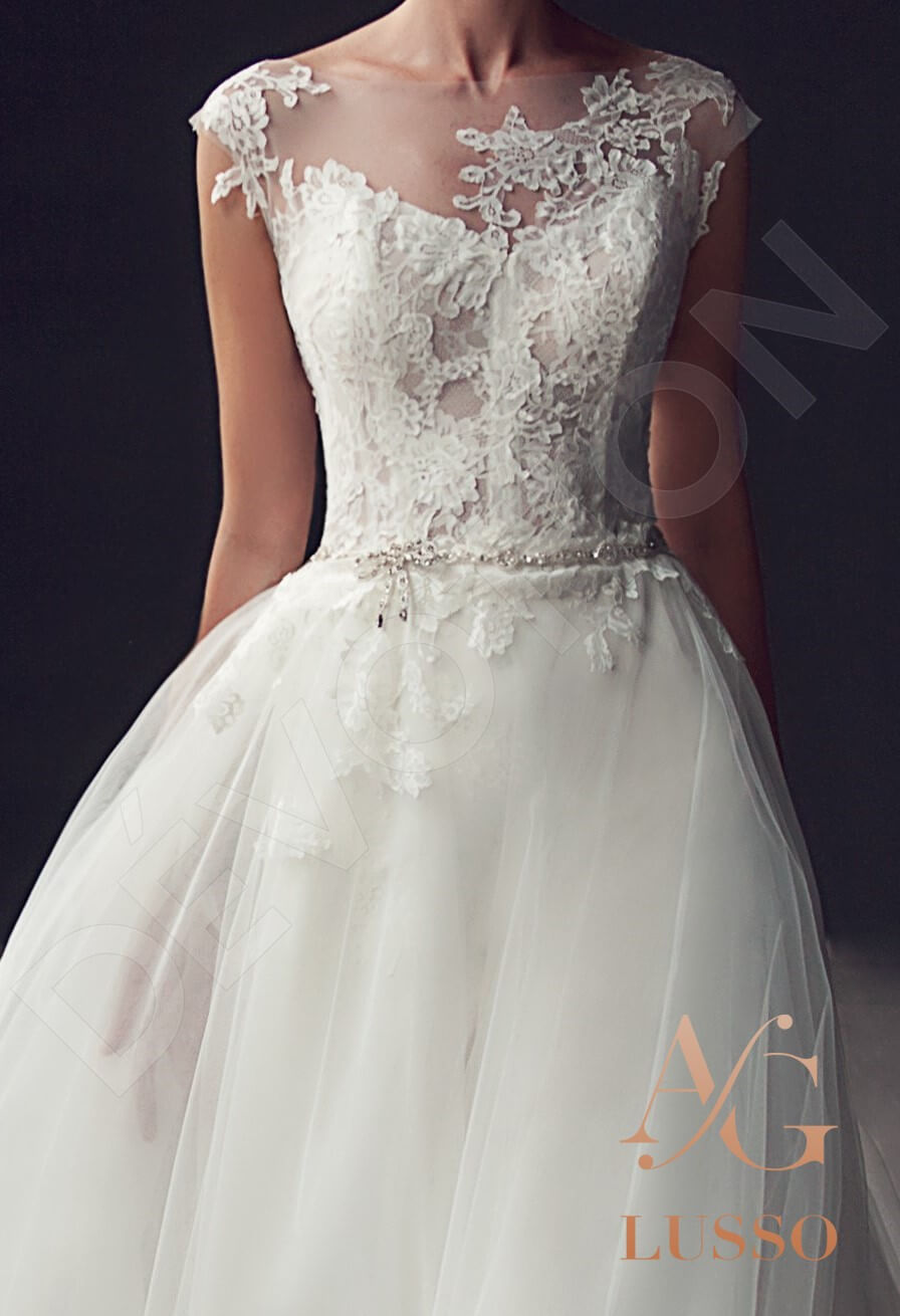 Filata Full back A-line Short/ Cap sleeve Wedding Dress 2