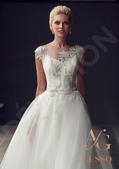 Filata Full back A-line Short/ Cap sleeve Wedding Dress Back