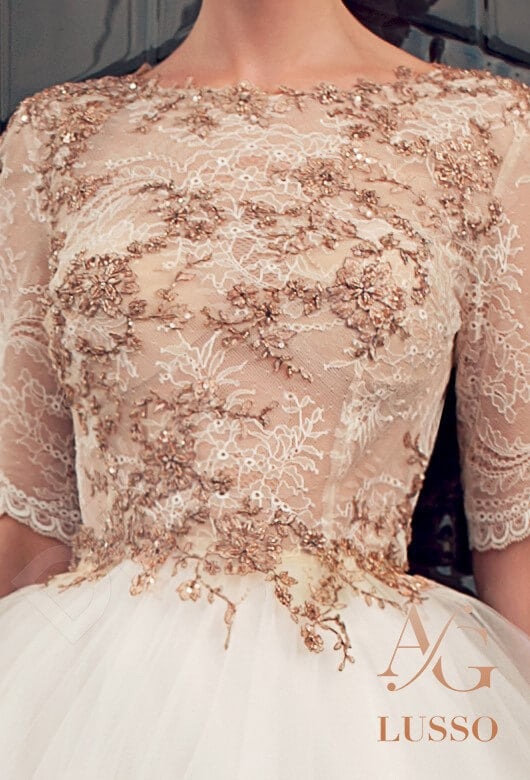 Kelissa Open back Princess/Ball Gown Half sleeve Wedding Dress 4