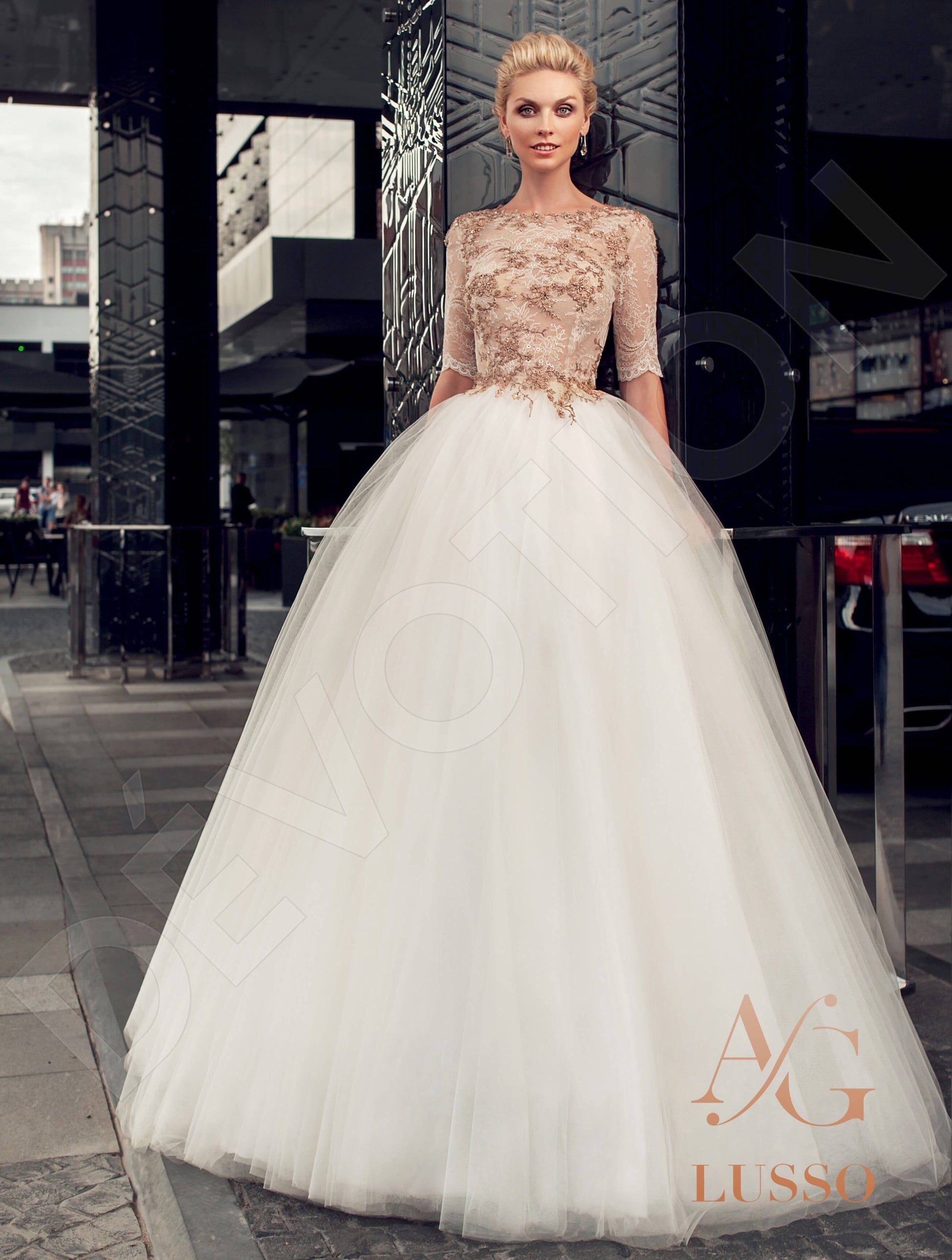 Kelissa Princess/Ball Gown Boat/Bateau Champagne Maroon Ivory Wedding dress
