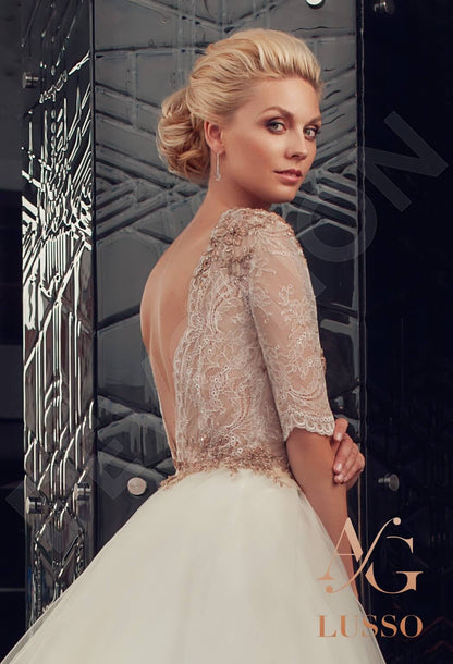 Kelissa Open back Princess/Ball Gown Half sleeve Wedding Dress 3