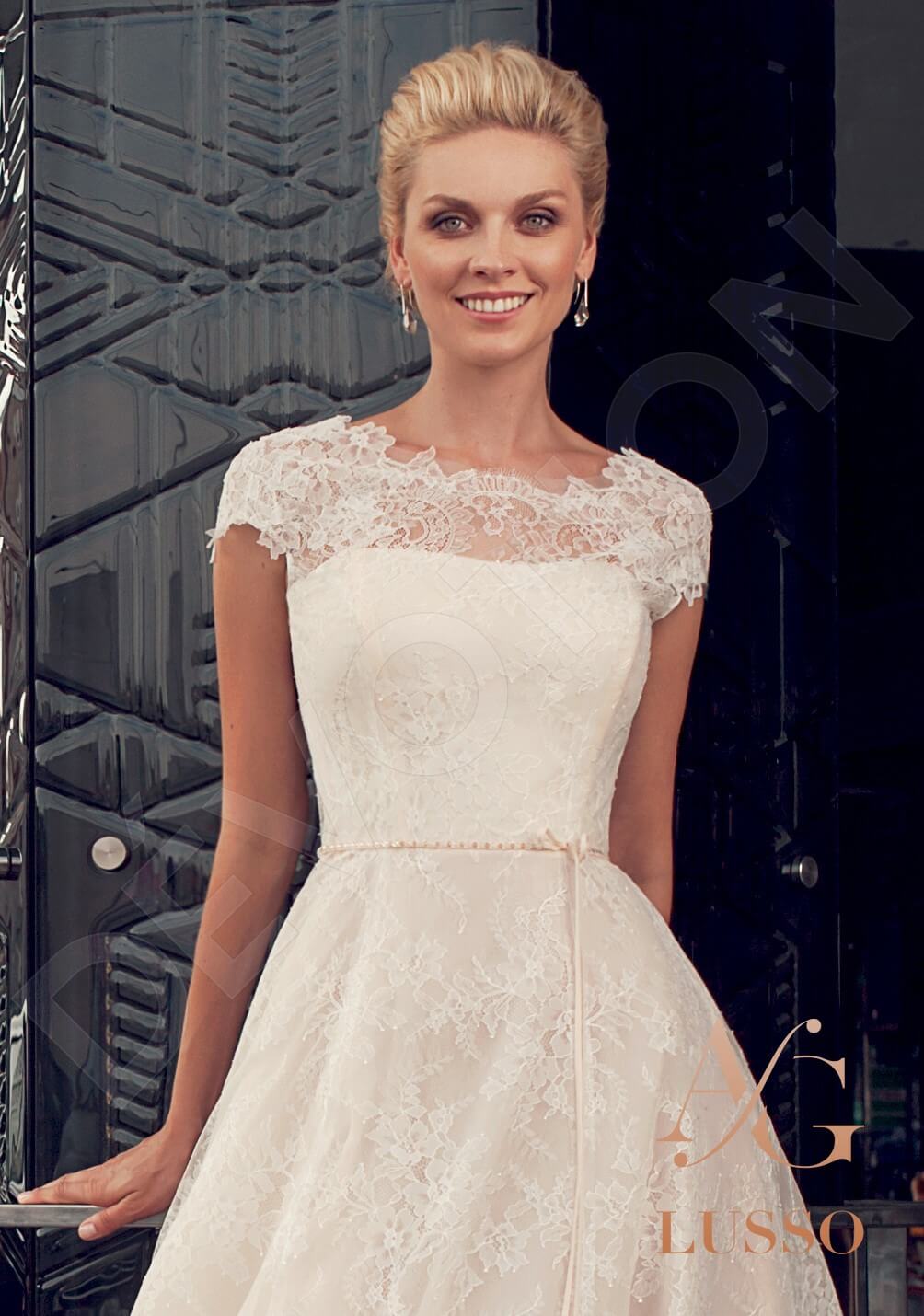 Stormia Open back A-line Short/ Cap sleeve Wedding Dress 2